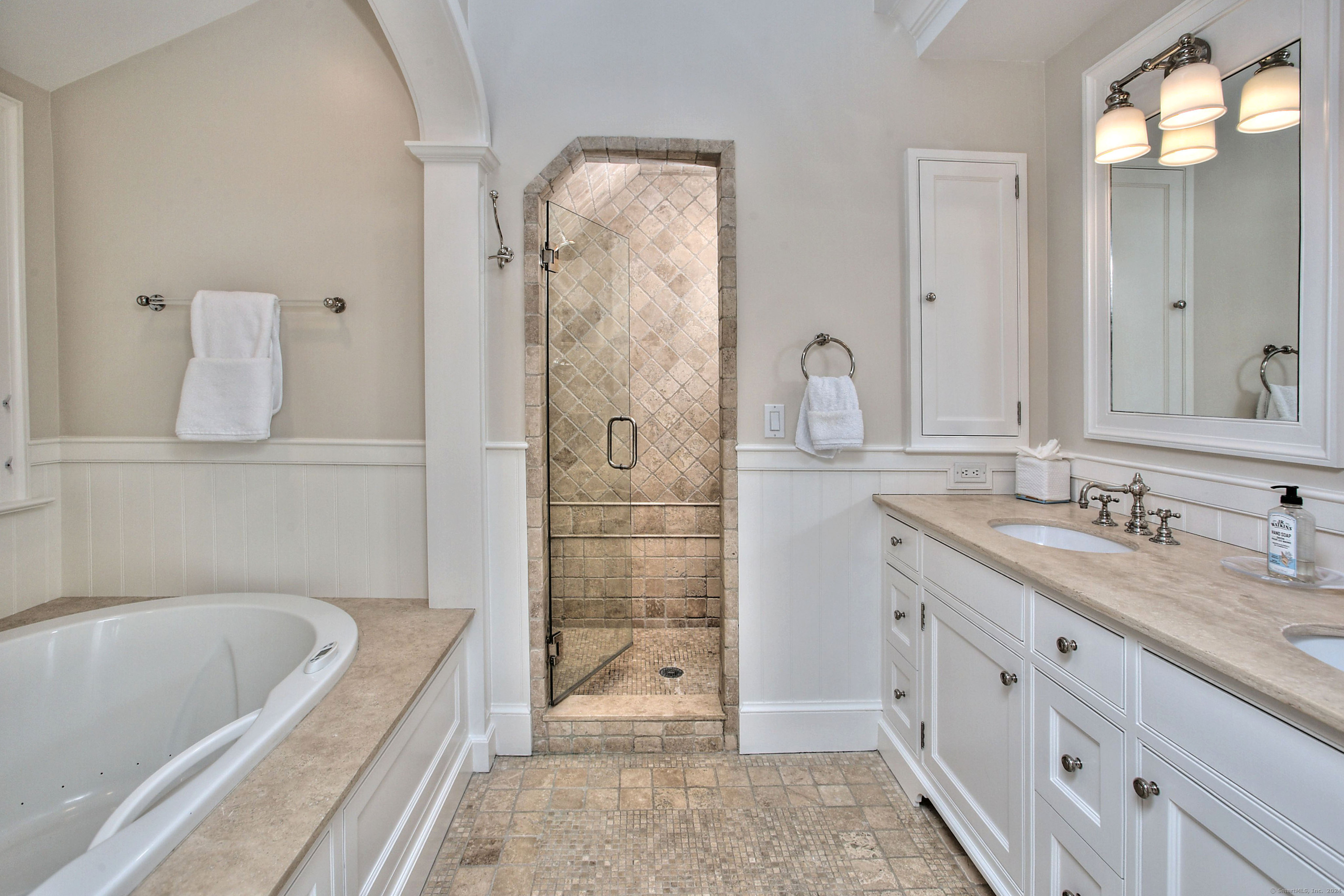 15 Catamount Road Westport, CT 06880 - Photo 23 of 39 a bathroom with a granite countertop sink a toilet and shower