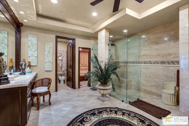 a bathroom with a bathtub