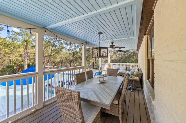 a view of a patio on the roof deck