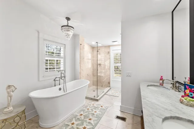 a bathroom with a sink and a tub