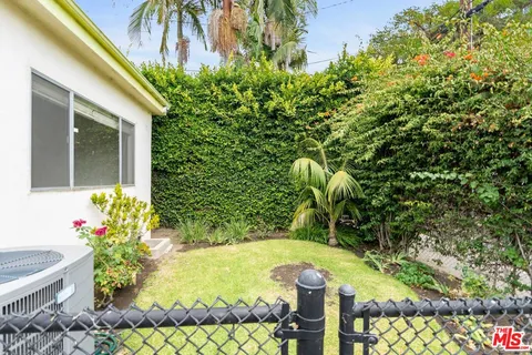 a view of a backyard with plants