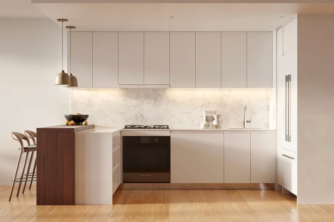 96 16th Street, Unit GARDENA Brooklyn, NY 11215 - Photo 4 of 10 a kitchen with stainless steel appliances granite countertop a refrigerator sink and cabinets