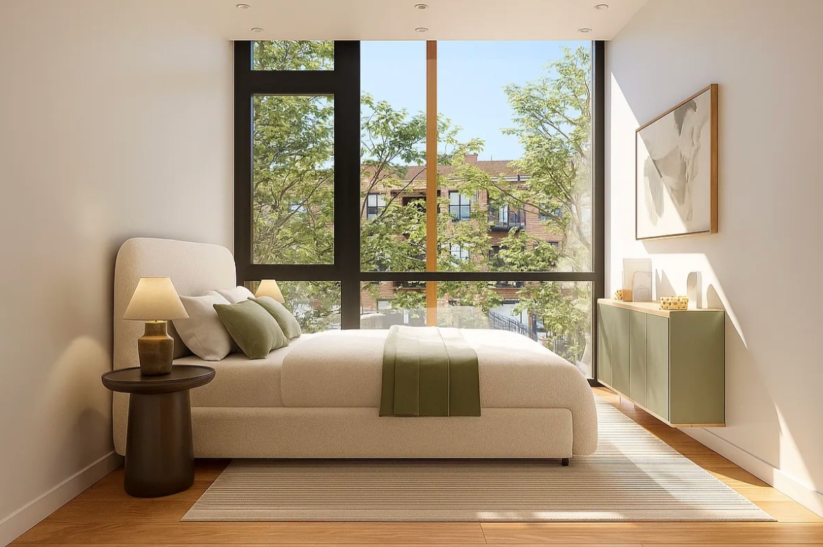 96 16th Street, Unit GARDENA Brooklyn, NY 11215 - Photo 5 of 10 a bedroom with a bed and glass window