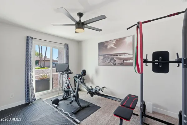 a workspace with furniture