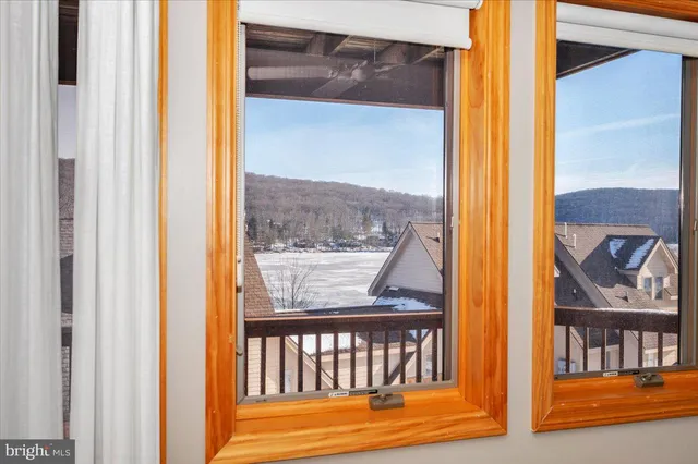 a view of a balcony with a door