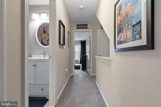 a view of a hallway view with windows