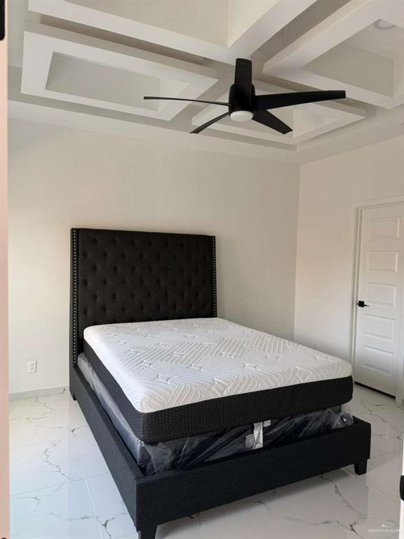 1825 Sunset Drive Mission, TX 78572 - Photo 6 of 12 Bedroom featuring coffered ceiling and ceiling fan