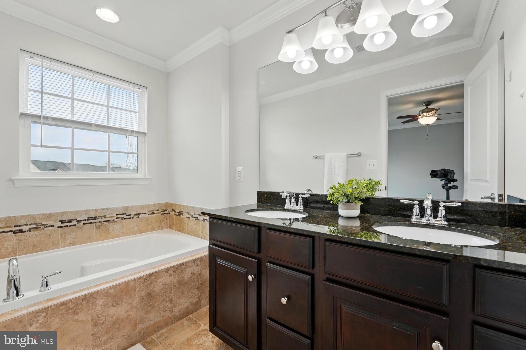 7054 Kona Drive Gainesville, VA 20155 - Photo 32 of 39 a bathroom with a tub double sink and mirror