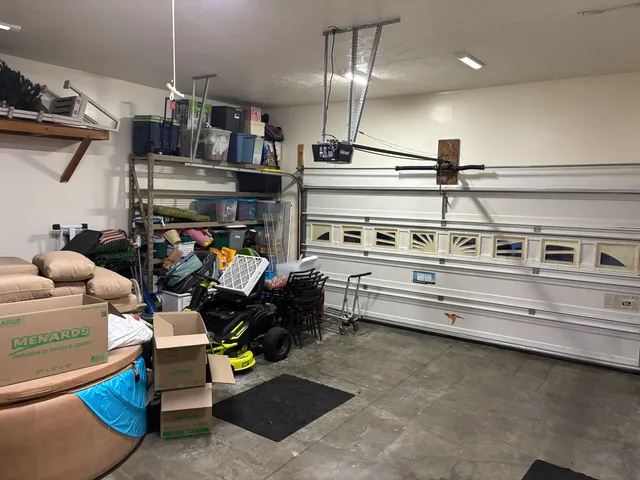 a storage room with washer and dryer