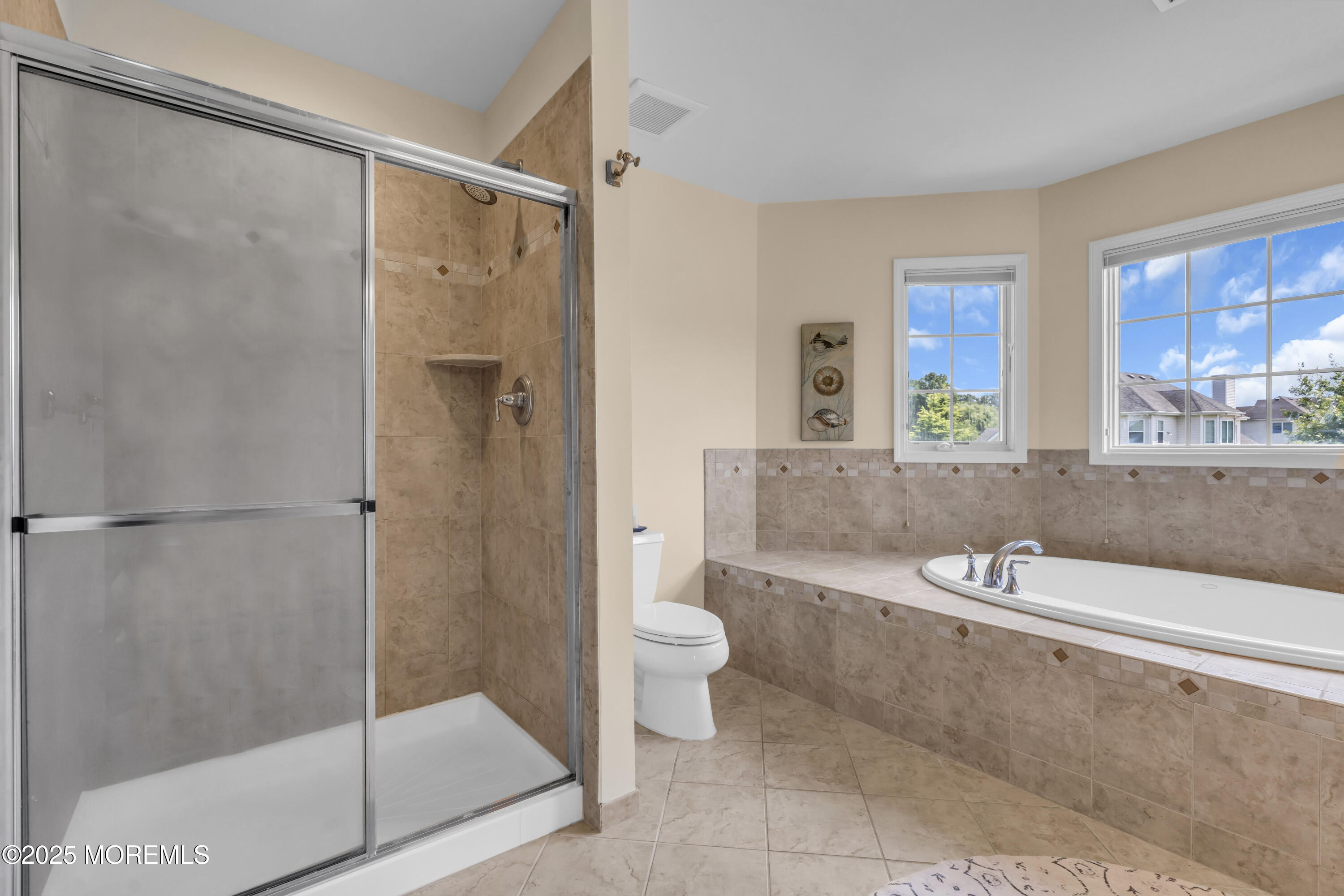 6 Cooper Court Cream Ridge, NJ 08514 - Photo 46 of 105 a bathroom with a granite countertop bathtub shower and toilet