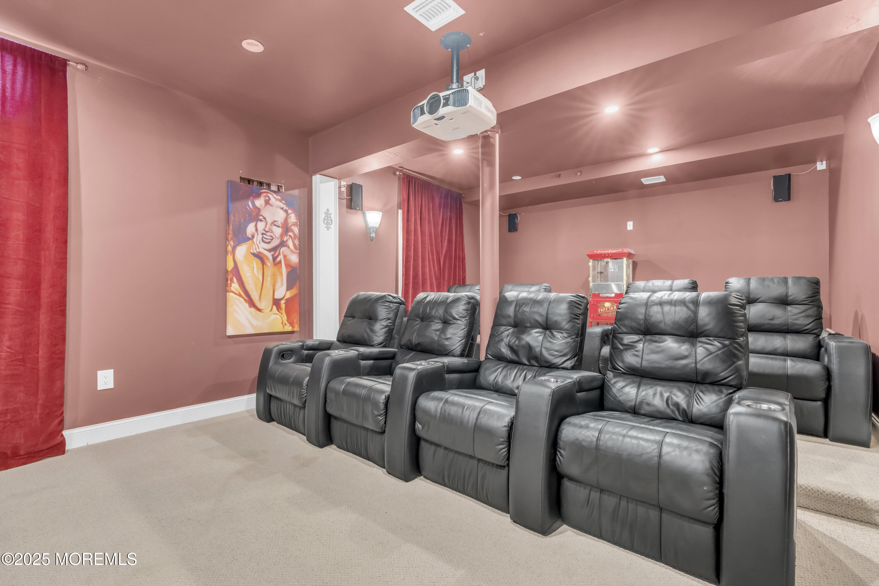6 Cooper Court Cream Ridge, NJ 08514 - Photo 59 of 105 a media room with lots of chairs and a chandelier