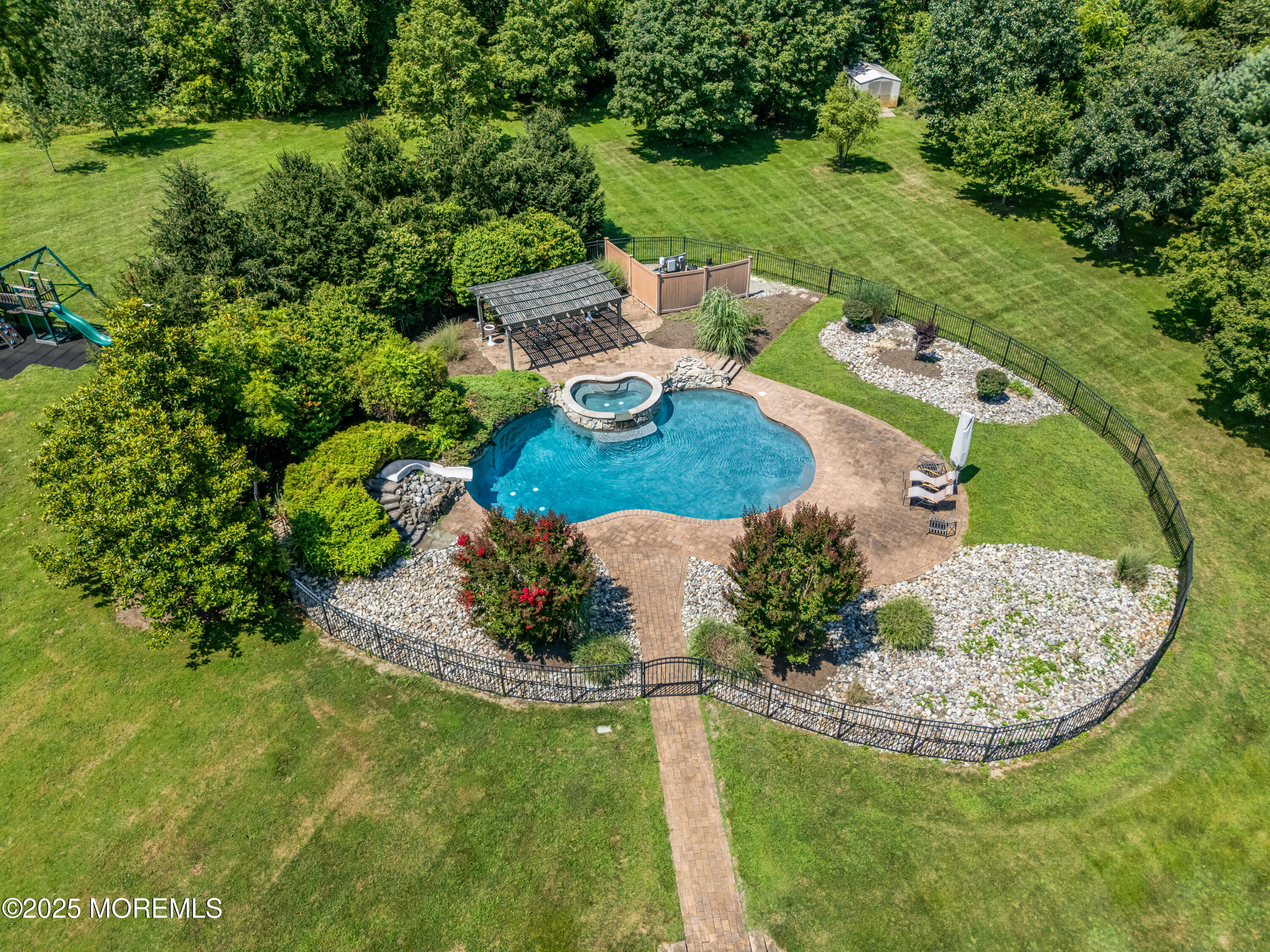 6 Cooper Court Cream Ridge, NJ 08514 - Photo 94 of 105 an aerial view of a house with a garden and lake view