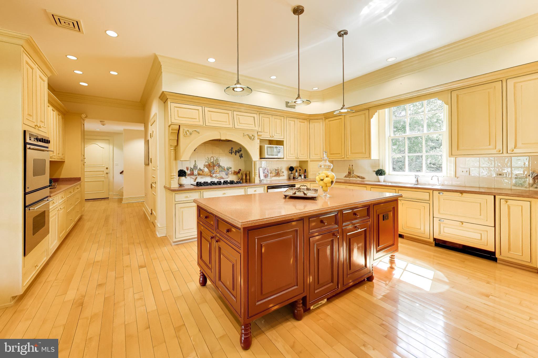 9001 Persimmon Tree Road Potomac, MD 20854 - Photo 25 of 77 a large kitchen with stainless steel appliances granite countertop a sink and a wooden floors