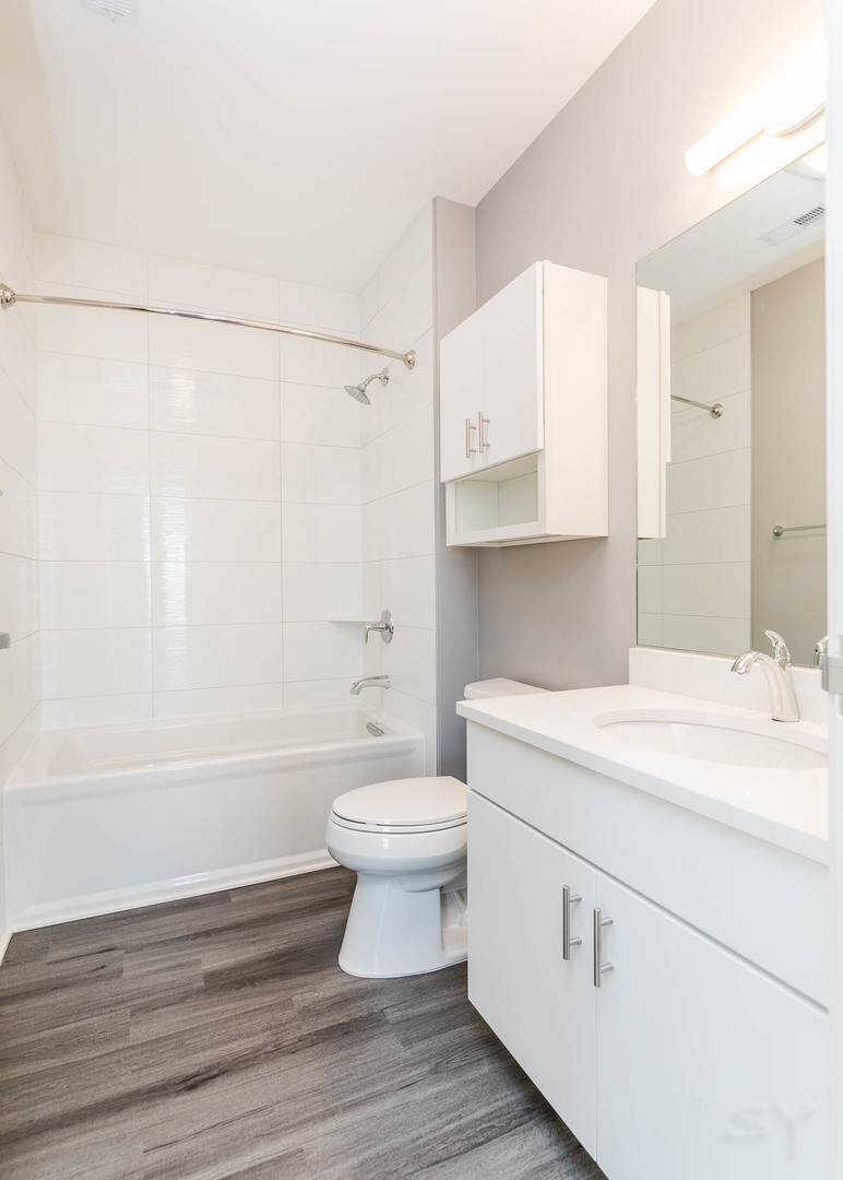 1312 Shermer Road, Unit 203 Northbrook, IL 60062 - Photo 6 of 11 a bathroom with a sink a toilet and a bathtub