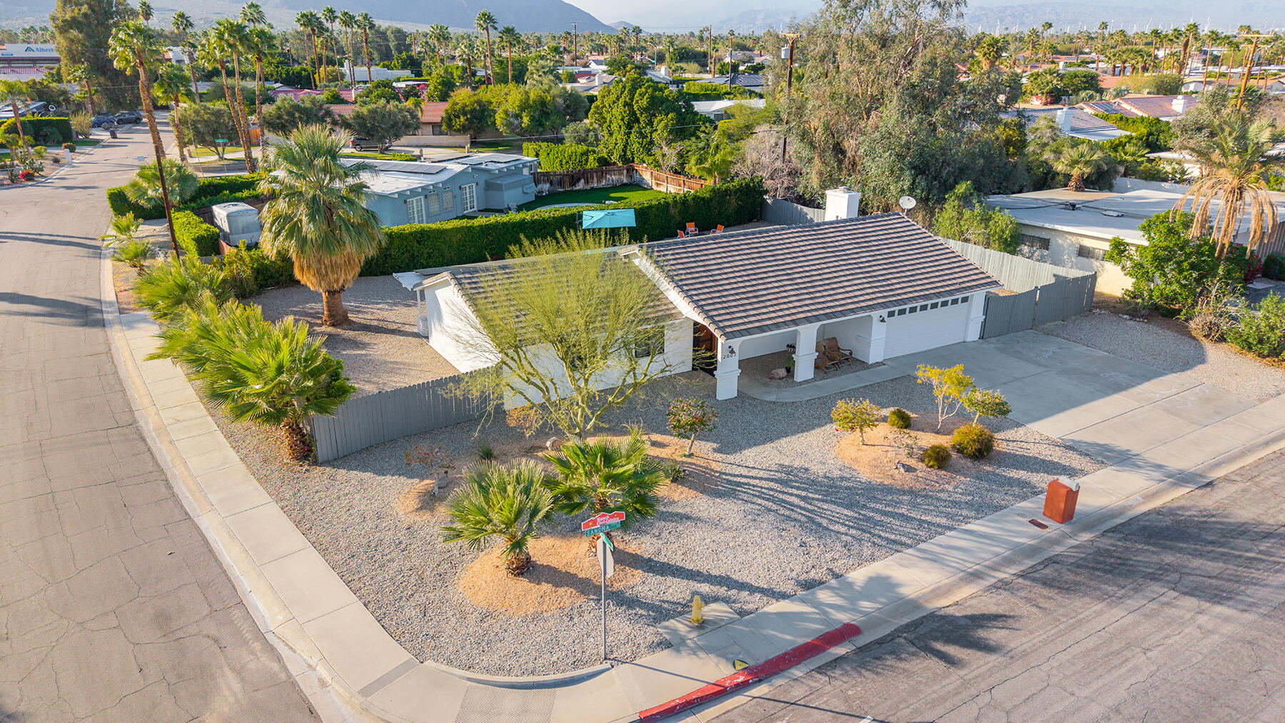 2003 North Sandra Road Palm Springs, CA 92262 - Photo 23 of 25 an aerial view of a house with garden space and street view