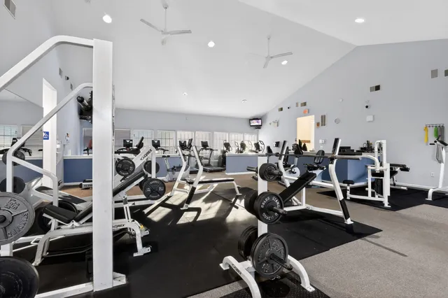 a view of a room with gym equipment