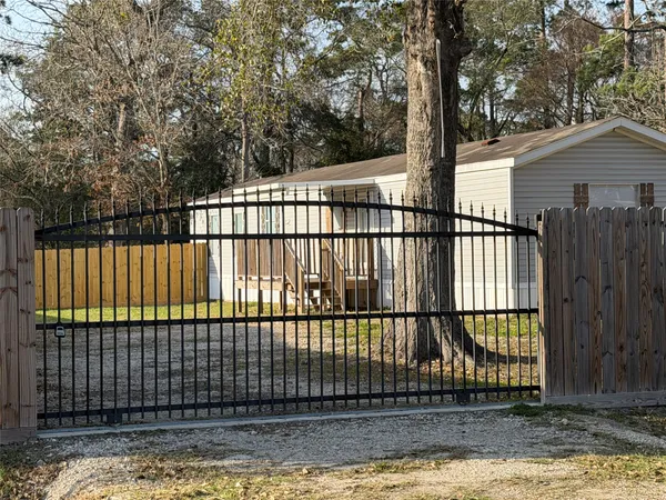 a view of a black gate