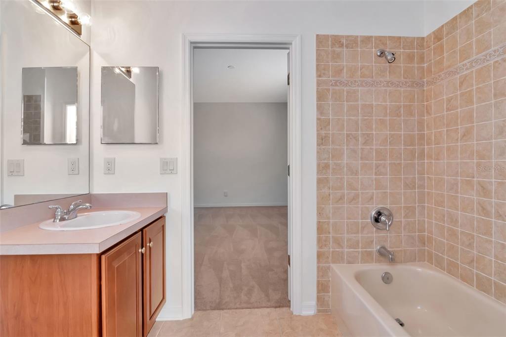 1927 Alecost Court Trinity, FL 34655 - Photo 23 of 44 a bathroom with a sink a mirror and a bathtub