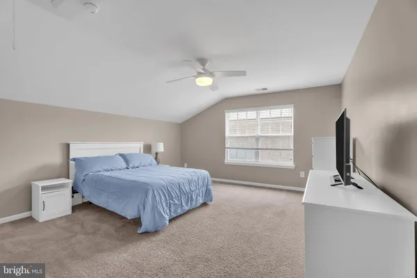 a bedroom with a bed a couch and a window