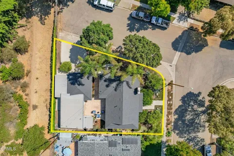 an aerial view of a house