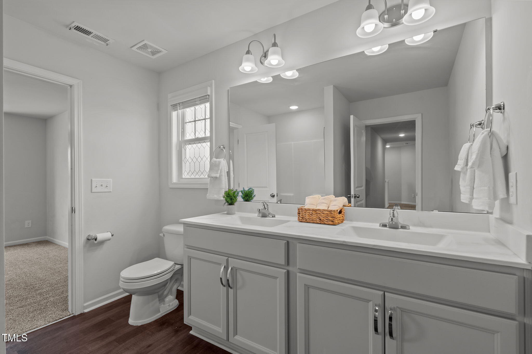 131 Sandy Springs Road Aberdeen, NC 28315 - Photo 42 of 61 a bathroom with a toilet a sink and mirror