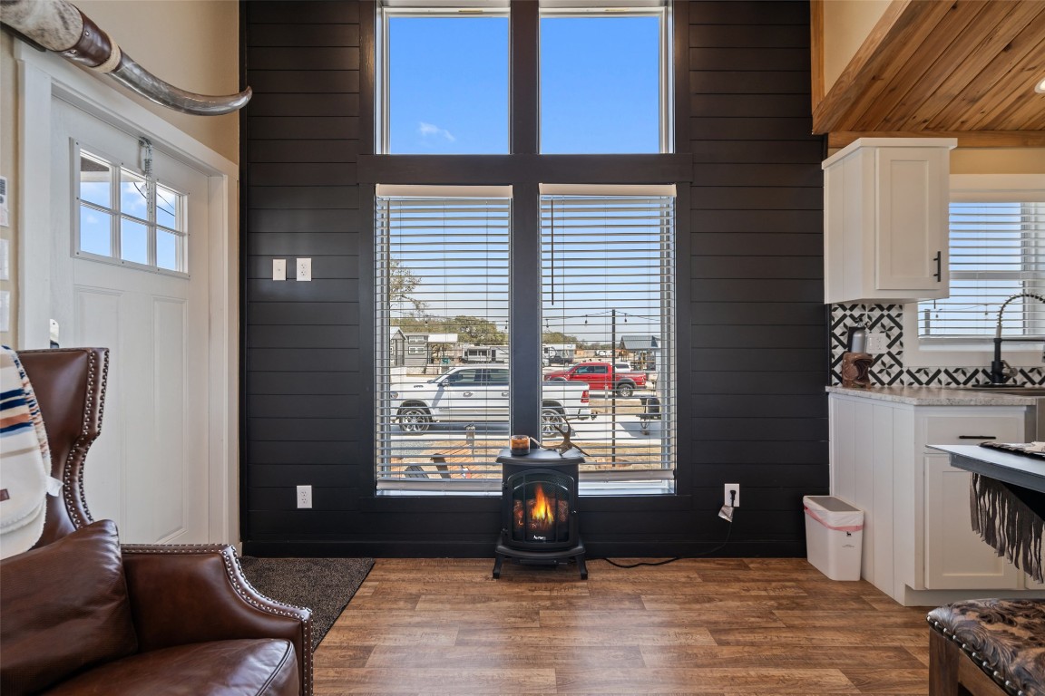 a living room with furniture and a window