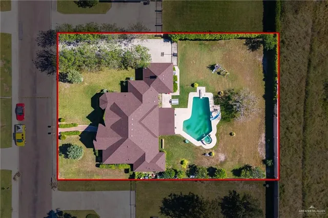 an aerial view of a house