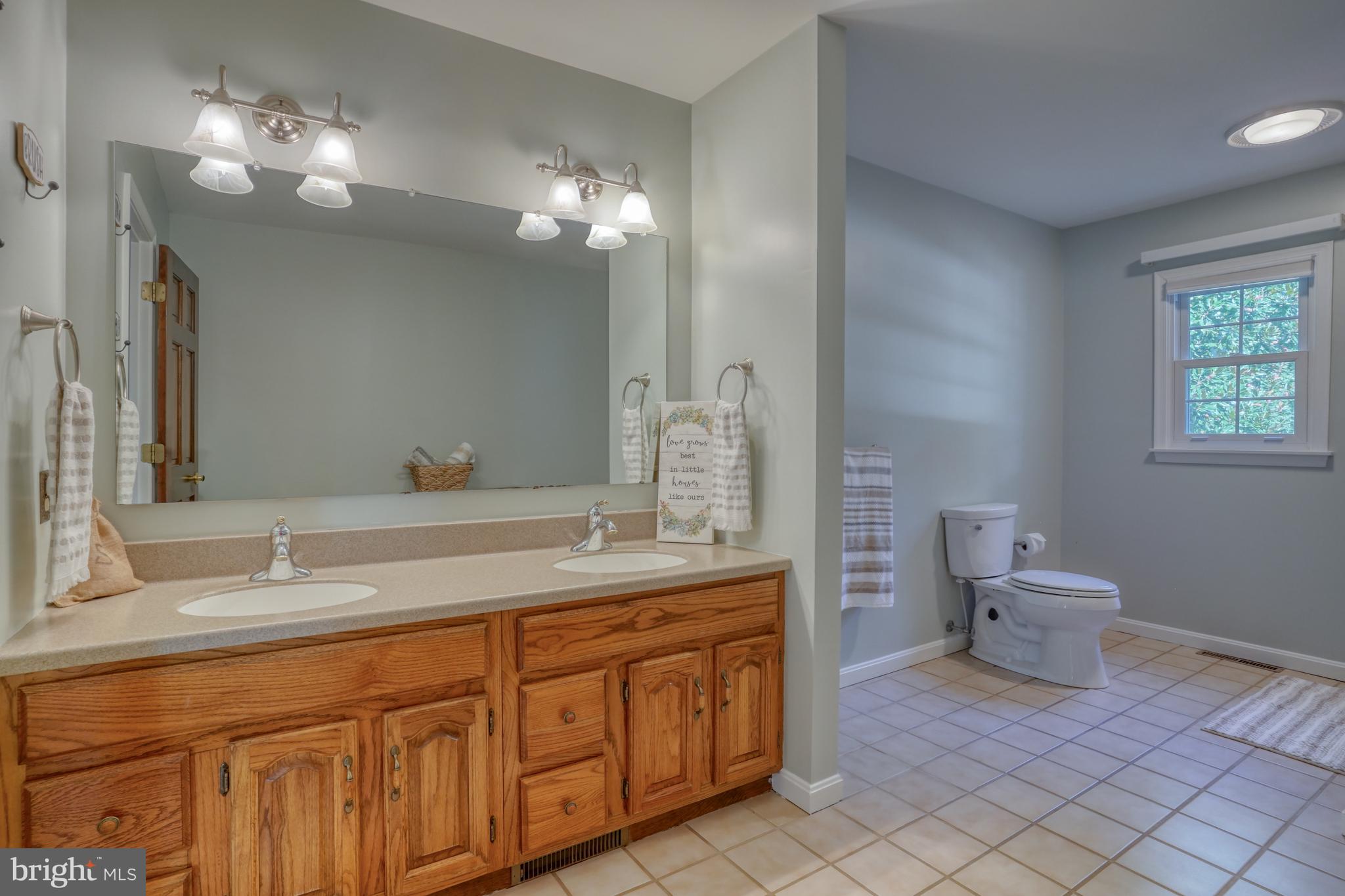 1051 Hartly Road Hartly, DE 19953 - Photo 41 of 47 a spacious bathroom with a granite countertop double vanity sink a mirror and a toilet