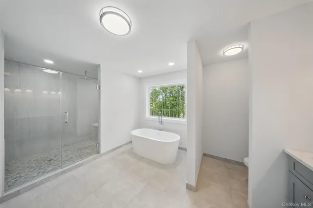 a bathroom with a shower and a toilet