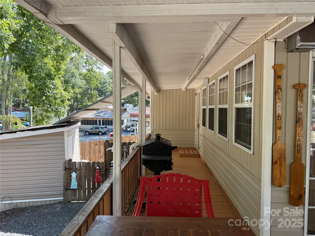 a view of a porch with furniture