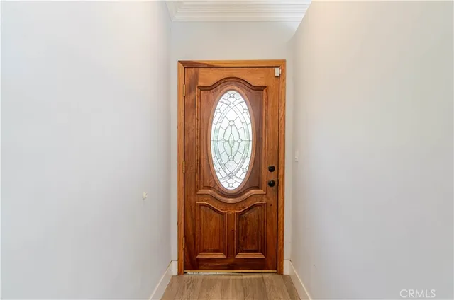 a view of a door with a mirror