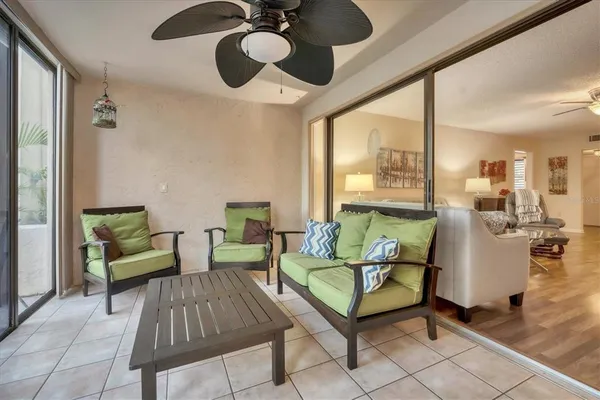 a living room with furniture