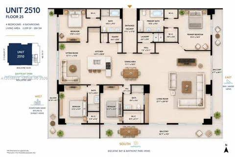 $2,500,000 | 50 Biscayne Boulevard, Unit 2510, Miami, FL 33132