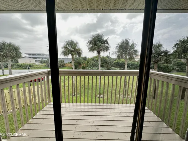 a view of a wooden deck