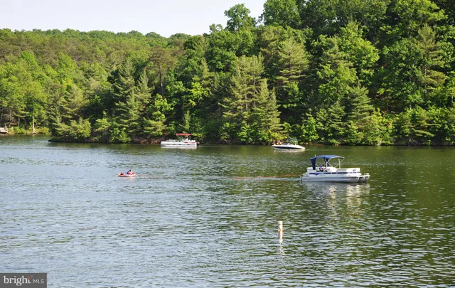 a view of a lake with a mountain