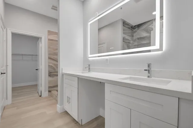 a bathroom with a shower