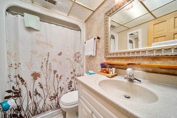 3127 Emerald Springs Loop Sevierville, TN 37862 - Photo 42 of 60 a bathroom with a sink a toilet and shower curtain