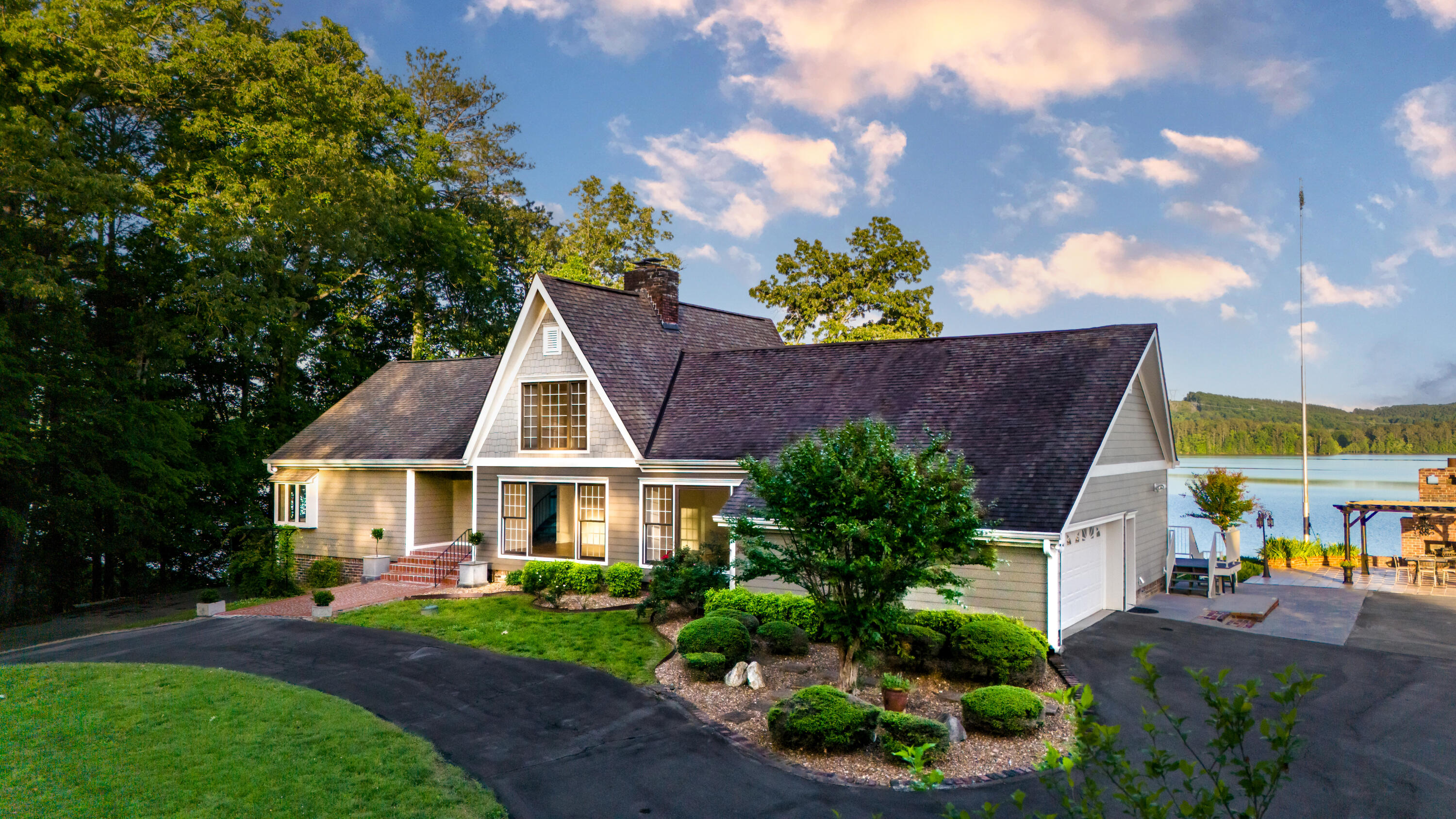 Front of home with river view
