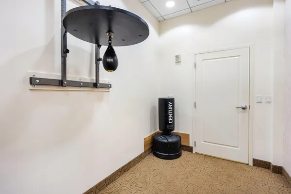 a view of a room with gym equipment