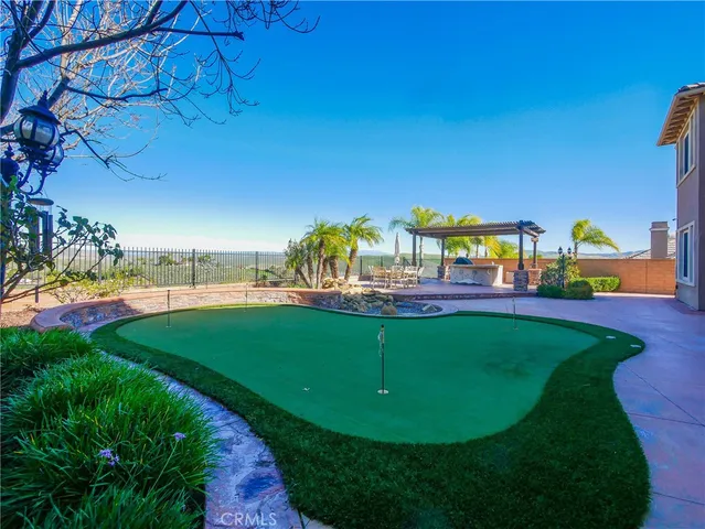 a view of a swimming pool with a yard
