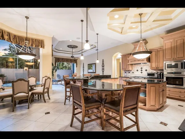 a view of a dining area with furniture