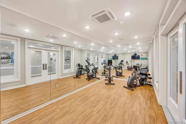 a view of a room with gym equipment