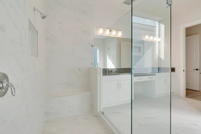 a bathroom with a shower