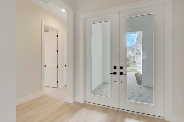 an empty room with windows