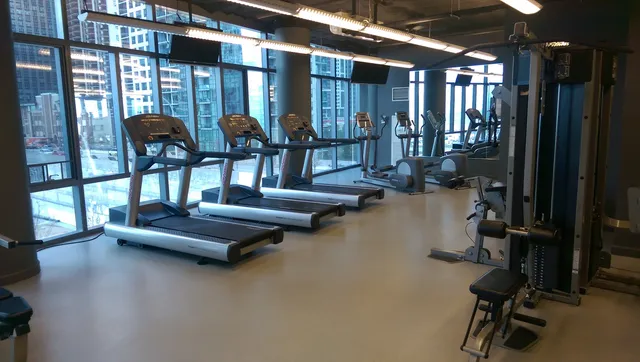 a view of a room with gym equipment