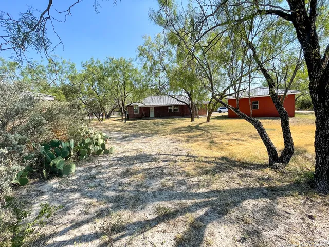 a view of yard with tree in the background