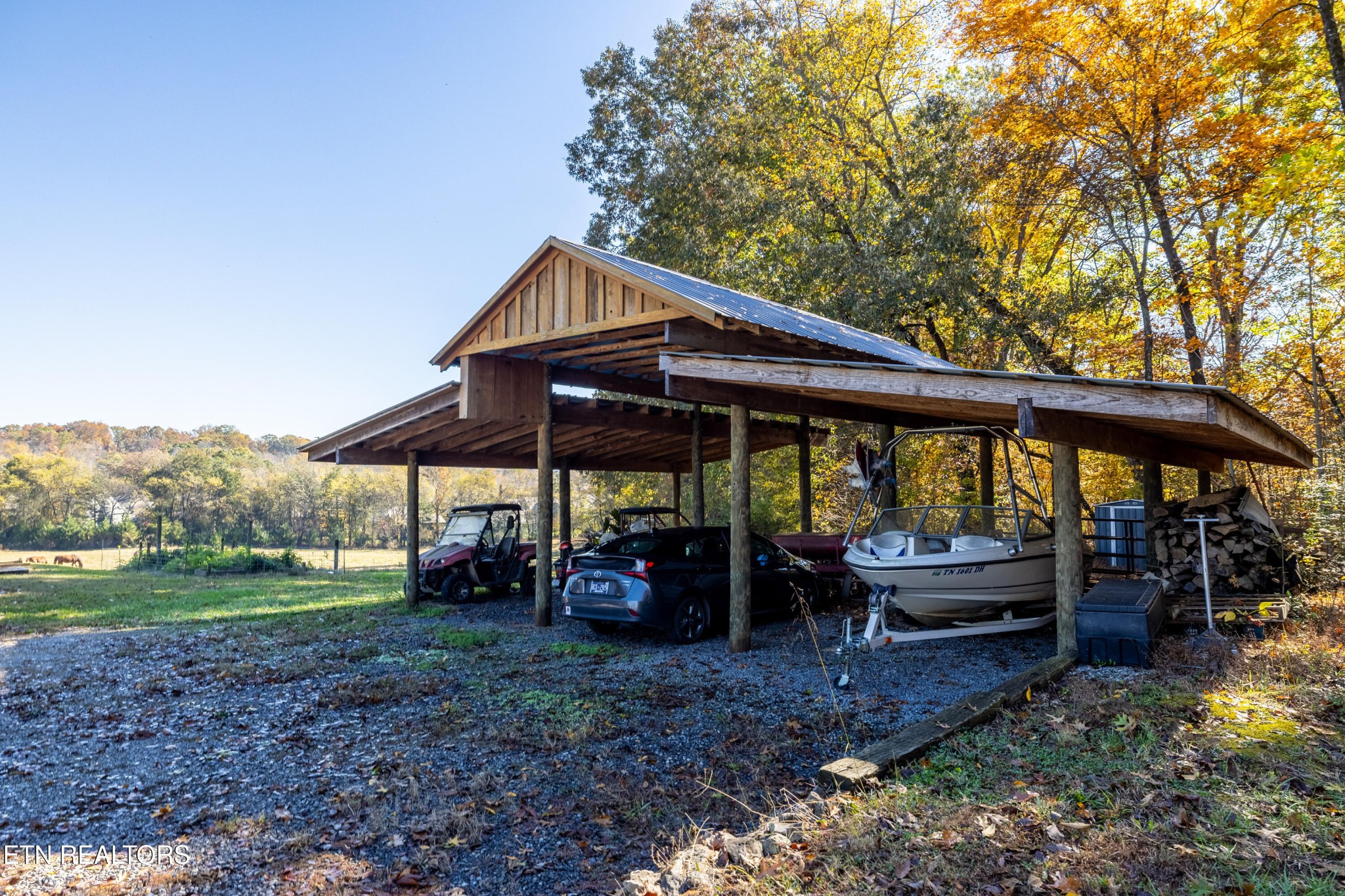 3070 West Fork Road Loudon, TN 37774 - Photo 30 of 48 a view of a patio with a table and chairs under an umbrella