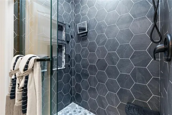 a bathroom with a shower