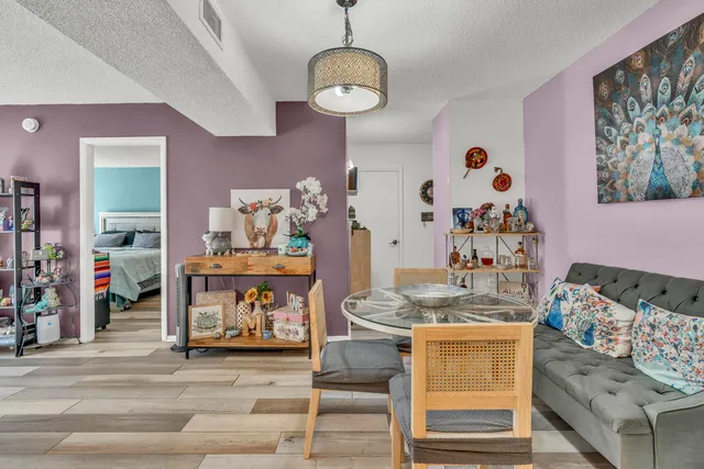 a room with fireplace and furniture