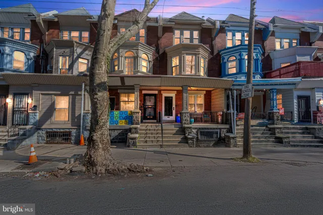 a front view of a building with street